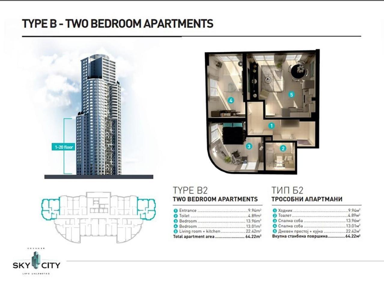 18Th & 16H Floor Secure Luxury Condos With Pool & Fitness Included In Price Skopje Luaran gambar
